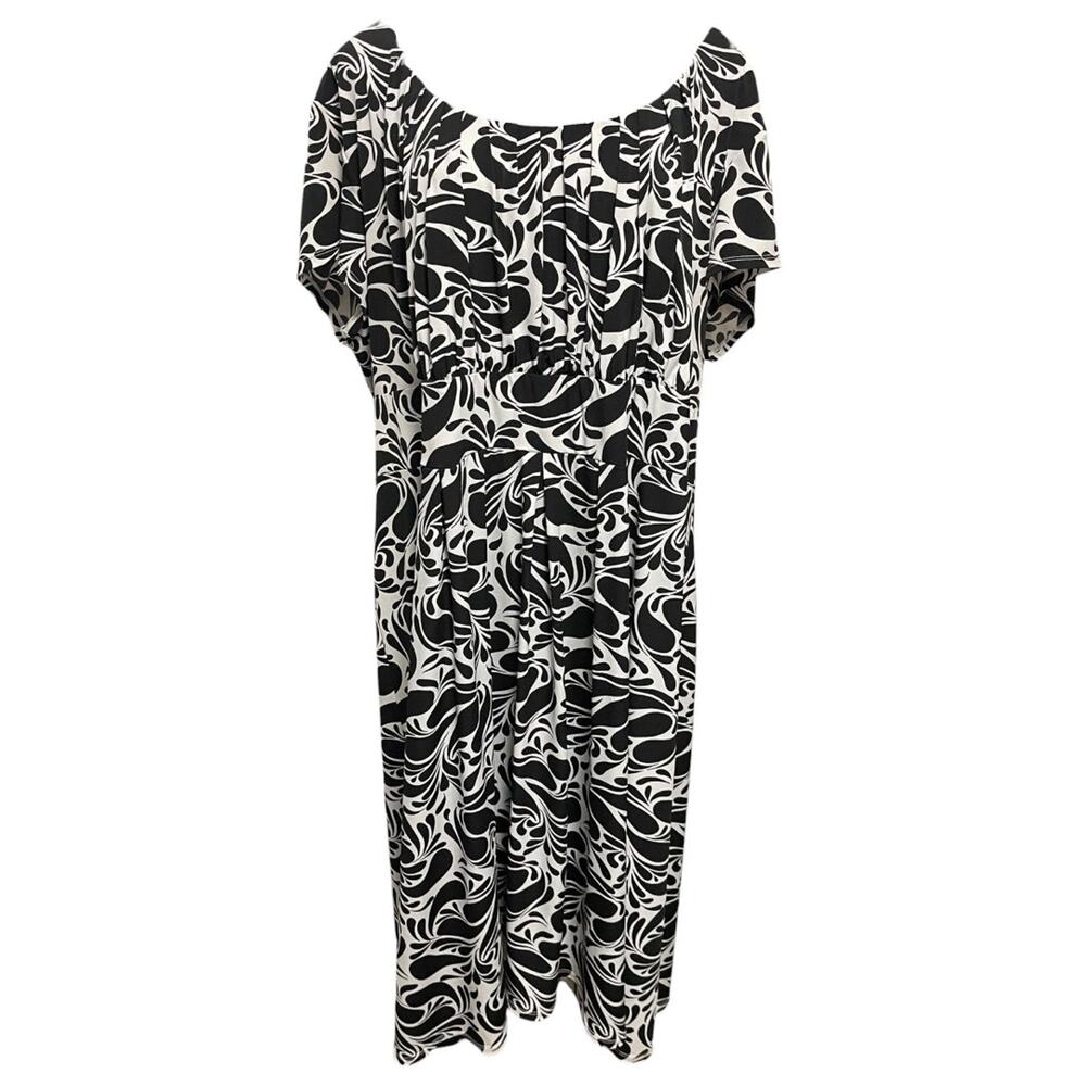 28W Merona Shore Sleeve Top Lined Long Dress Black &‎ White